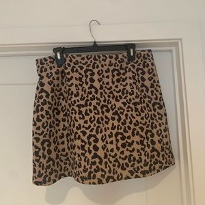 Suede leopard mini skirt